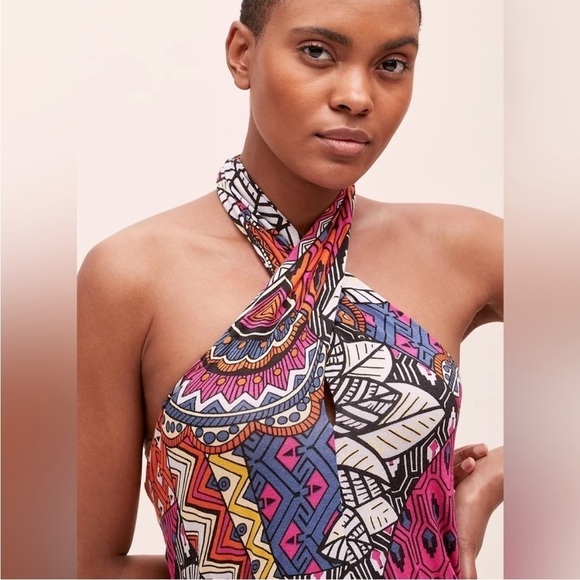 Anthropologie Maeve Cynthia Halter Maxi Dress Colorful Tribal Size S Small - Picture 11 of 15